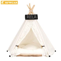 hot soild lace pet bed dog house washable winter tent puppy cat indoor kennel portable teepee with mat kattenmand pet supplies