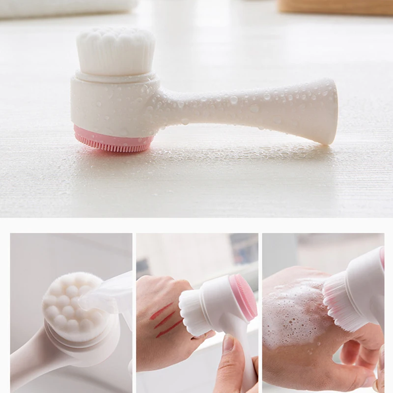 Двухсторонняя силиконовая щётка для очищения лица инструмент ухода за кожей