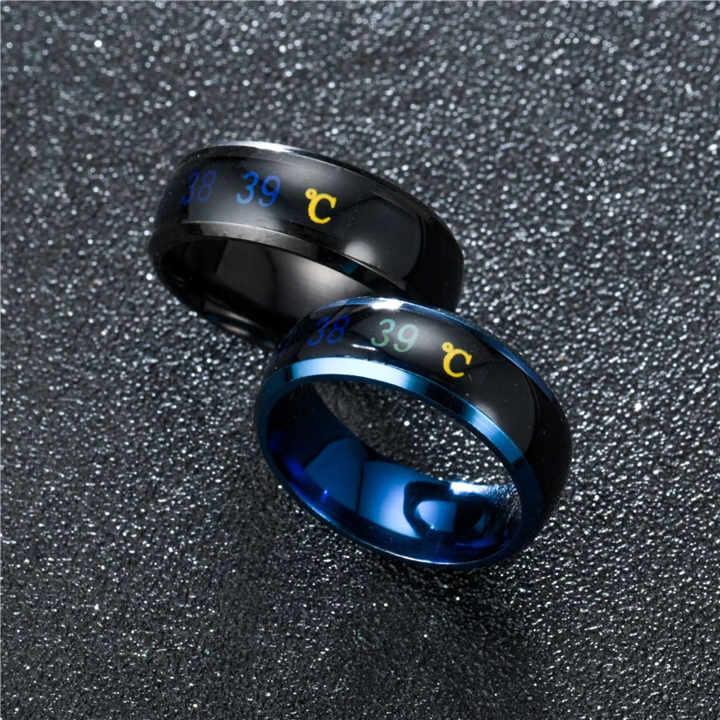 Temperature sensor ring automatic color display body temperature personality fashion boys wholesale |