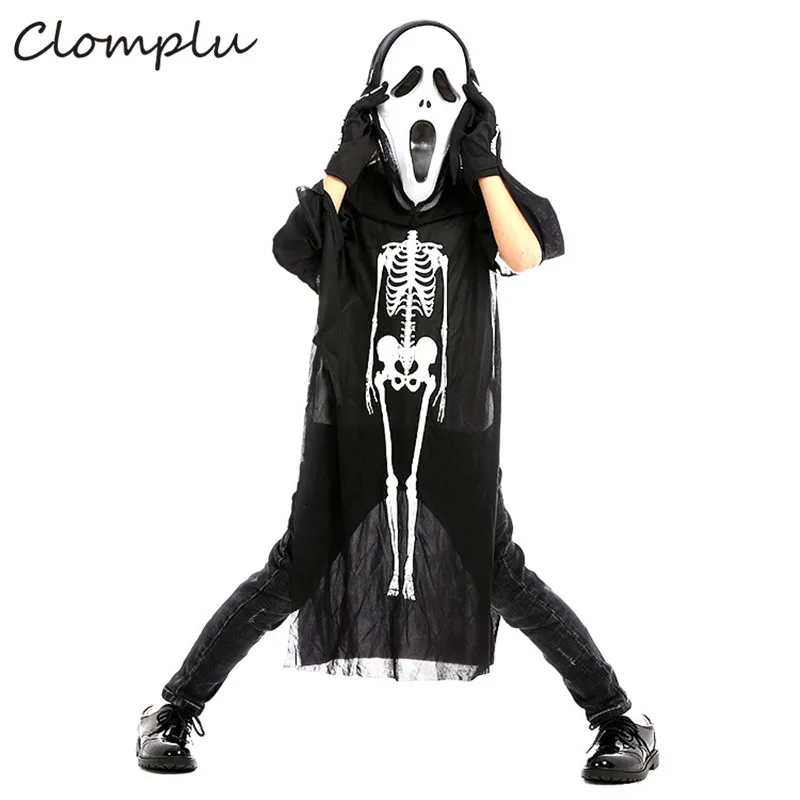 Детский маскарадный костюм Clomplu на Хэллоуин с черепом и длинным языком ведьмы из
