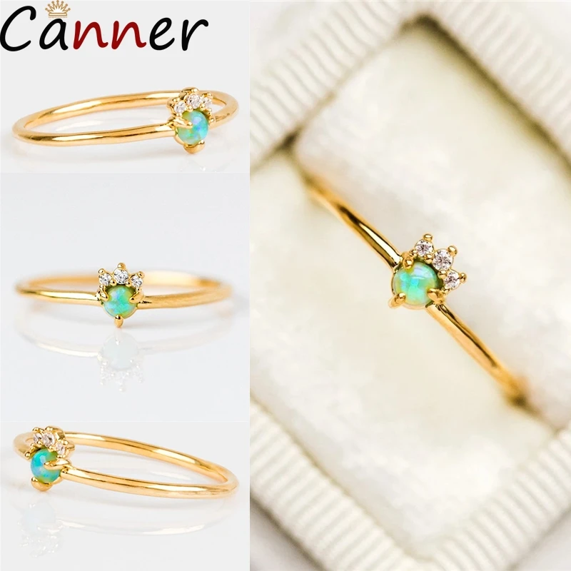 

Green Round Fire Opal Ring Couple Mood Ring Gold Color Rings for Women Wedding Jewelry Dropship Full Size 6-9 Bague