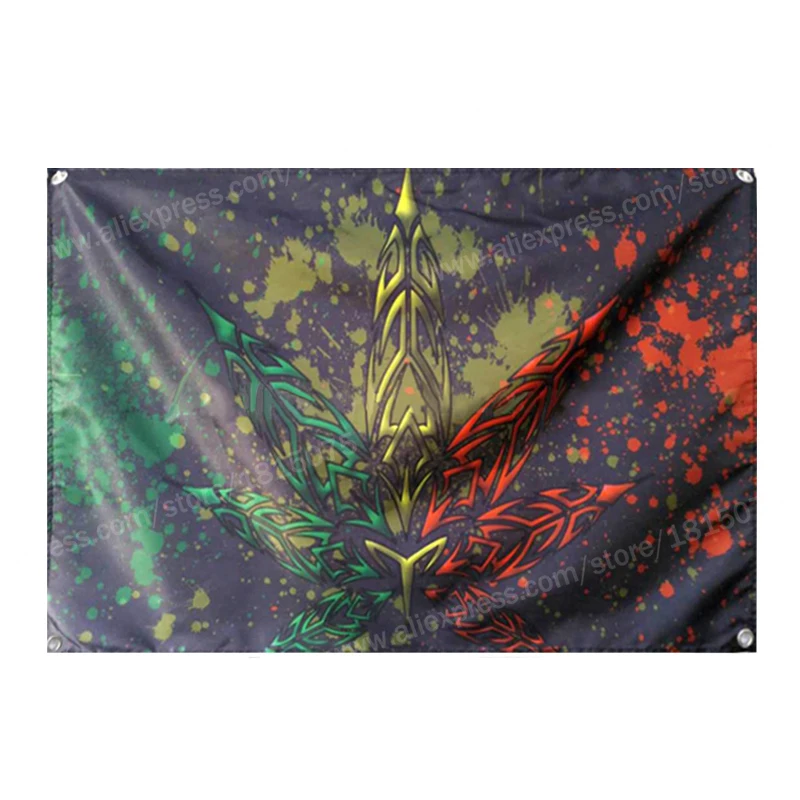 Флаг с листьями баннер из Ямаки раста регги музыка рок-группа украшение для дома