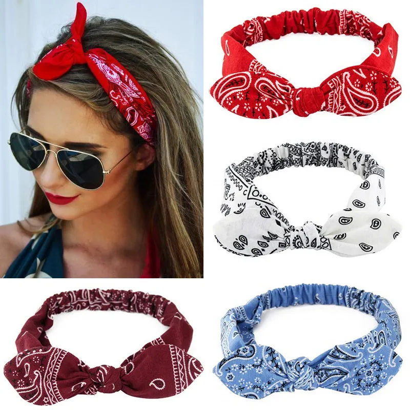 

2021 Soft Solid Print Women Headband Vintage Cross Knot Elastic Hairbands Boho Turban Bandanas Girls Hair Bands Hair Accessories