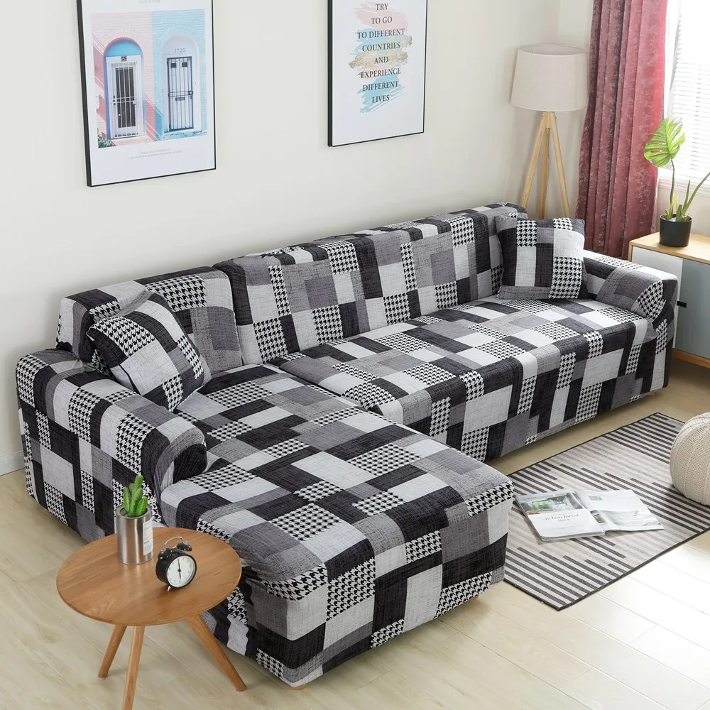 

L-shape Need Order 2pieces Sofa Cover Cotton Elastic Slipcovers Couch Cover Loveseat Corner Sectional Sofa Cover For Living Room
