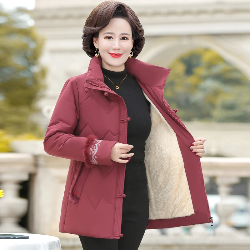 

2021 Woemn Winter New Big Fur Collar Jackets Female Plus Size Loose Parkas Ladies Solid Color Warm Cotton Coats Female Clothing
