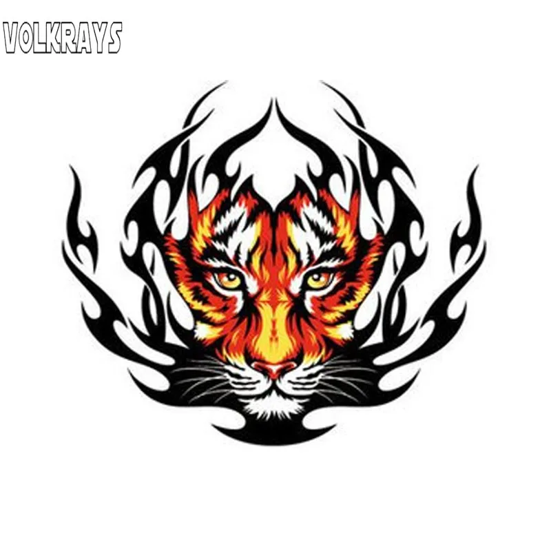 Volkrays забавная Автомобильная наклейка с тигром пламенем аксессуары