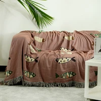 colorful fish blanket sofa living room full cover bed hanging tape home decorative thick fabric slipcover blanket rug 4jl100