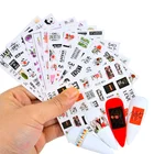 Цветы и листья для ногтей наклейки для ногтей комплект с буквенным принтом нейл-арта ползунки для дизайна ногтей, украшения из фольги украшения для ногтей для маникюра