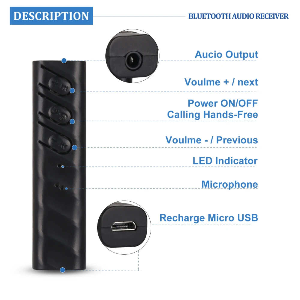 Университета Автомобильный Bluetooth AUX 3 5 мм Jack приемник громкой связи адаптер