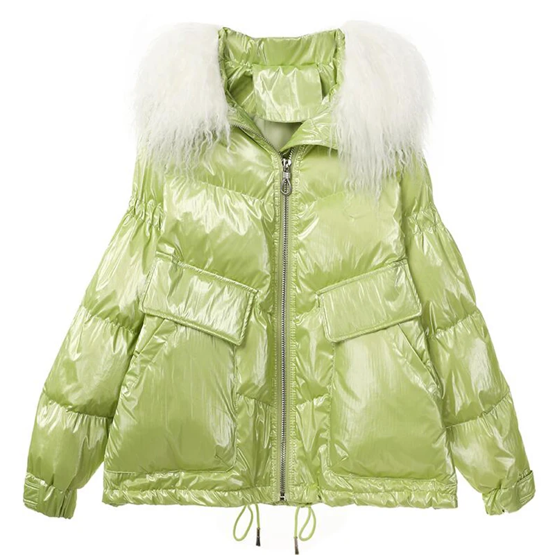 

high quality women jacket 2020 glossy winter down jackets thick warm white duck down coats short hooded coat women parkas