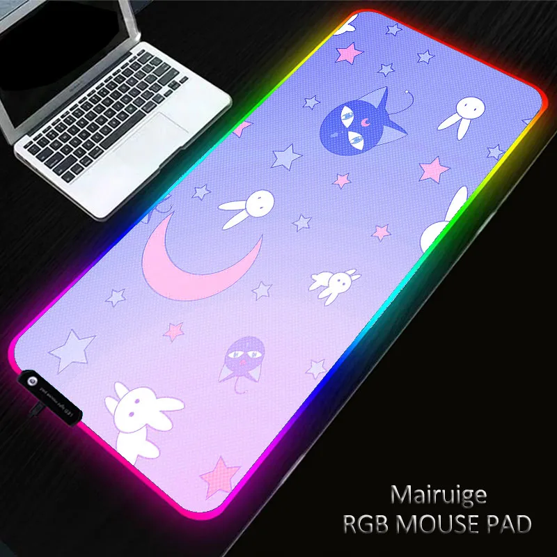 

RGB Gaming Girly Pink Mouse Pad Computer Gamer Mousepad Large Game Rubber No-slip Mouse Mat Big PC Laptop Keyboard Desk Carpet