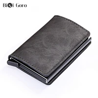 bisi goro rfid blocking protection men credit card holder minimalist metal aluminum single box id card case thin id card holder