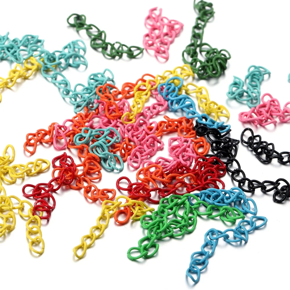 

30Pcs/Lot Colourful 50mm Bracelet Extended Chains Tail Extender Necklace Extension Chain Bulk for DIY Jewelry Making Supplies