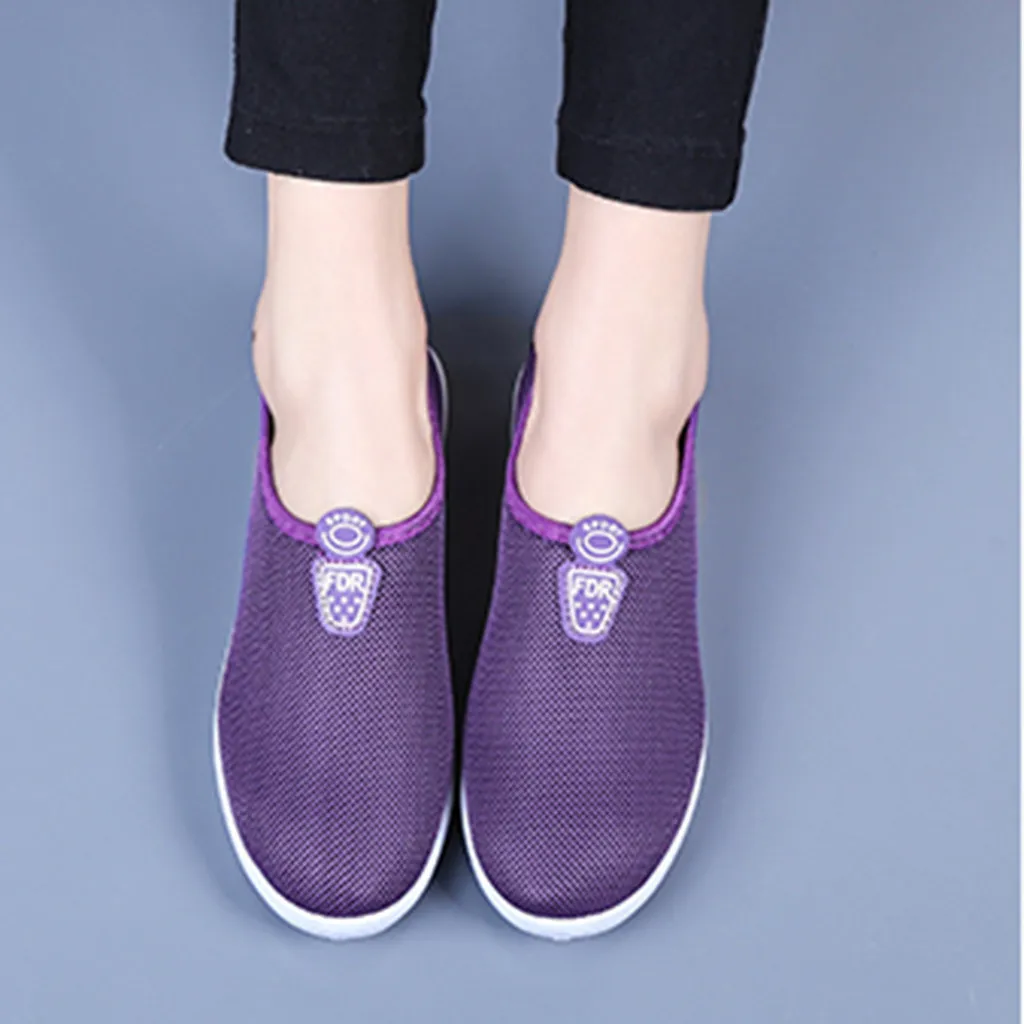 Женские сетчатые туфли на плоской подошве мягкие дышащие кроссовки повседневная