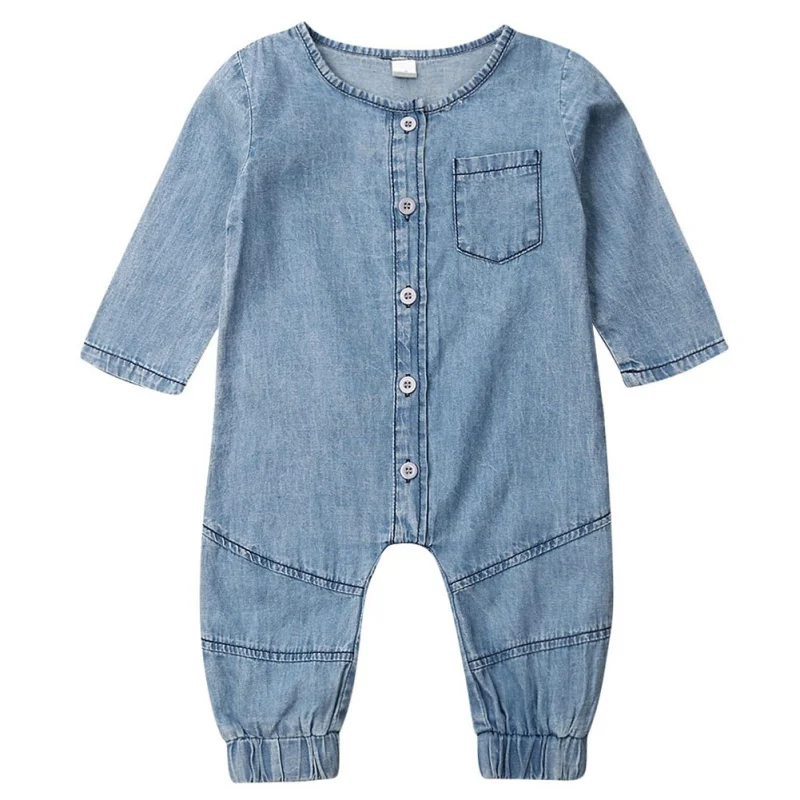 

Baby Spring Autumn Clothing Newborn Kids Baby Girl Boy Clothes Long Sleeve Romper Denim Infant Jumpsuit Pocket Outfits