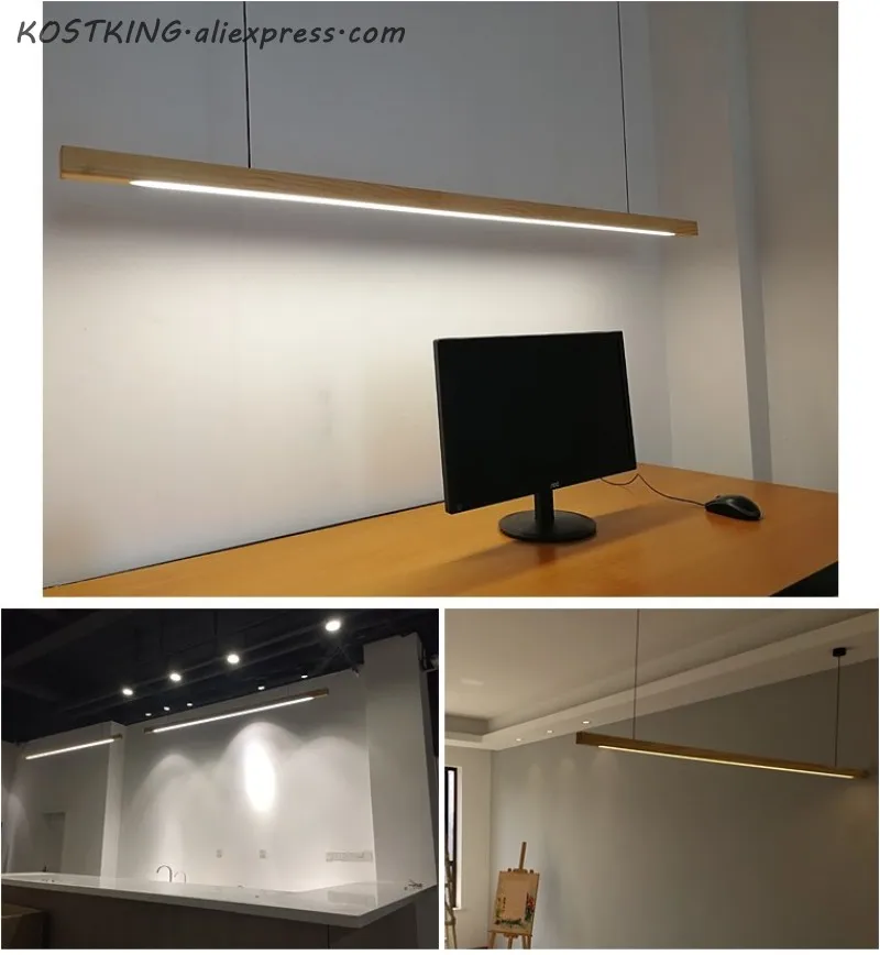 Светодиодный деревянный подвесная прямоугольная лампа провод для осветительных