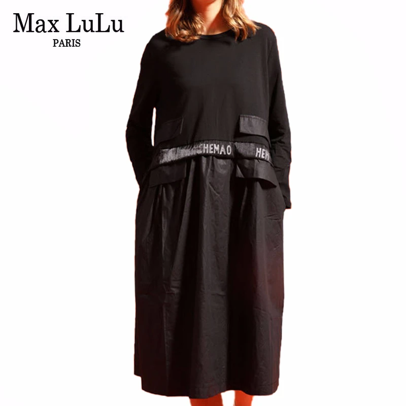 Женское платье в стиле панк Max LuLu длинное винтажное пэчворк Корейском 2019|Женские