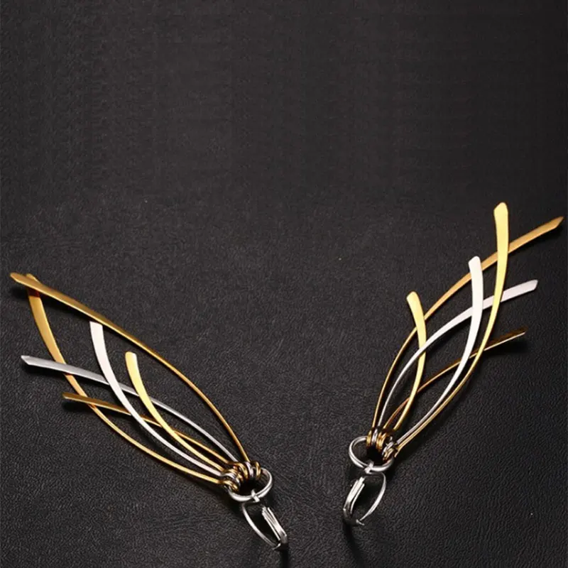 Женские серьги в форме листьев из нержавеющей стали золотистые висячие стиле