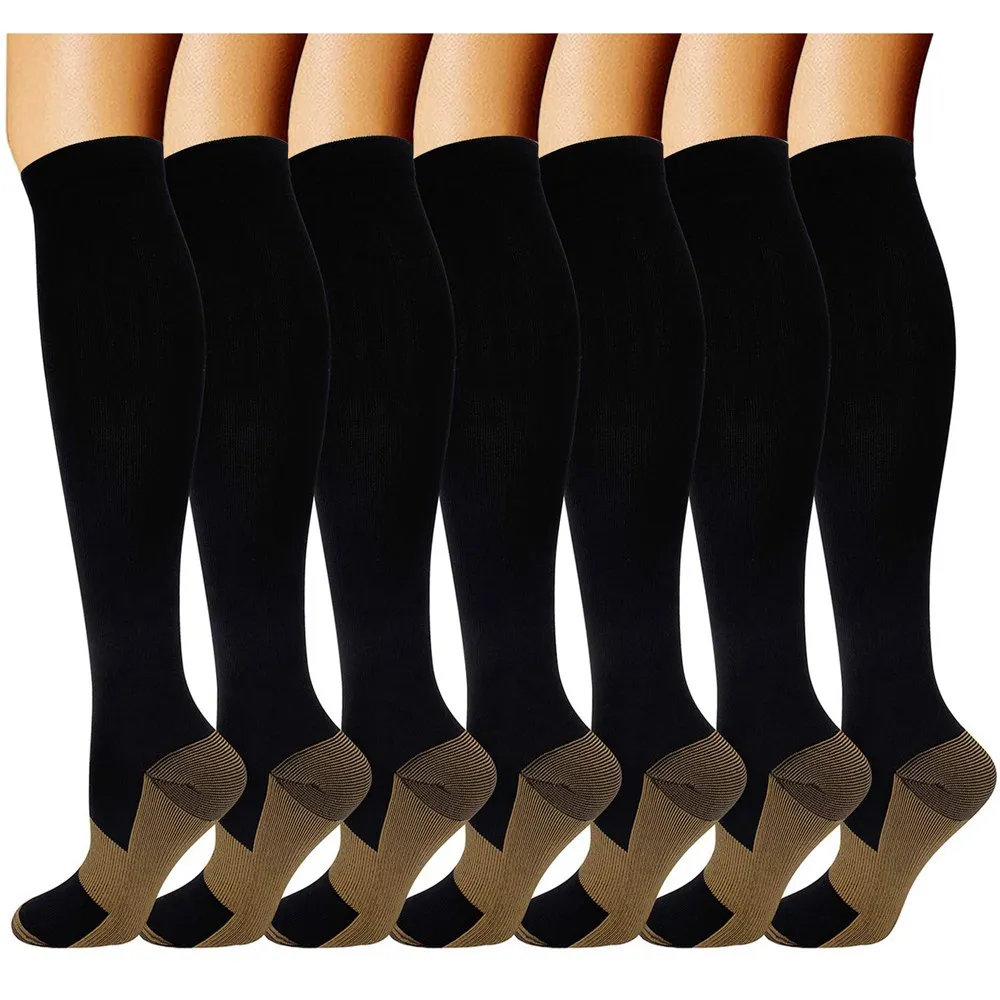 Hot 3 Pairs Compression Stocking for Women 35 - 45 mm Thigh High Soft Knee Long Stockings for Men Nylon Unisex for Dress