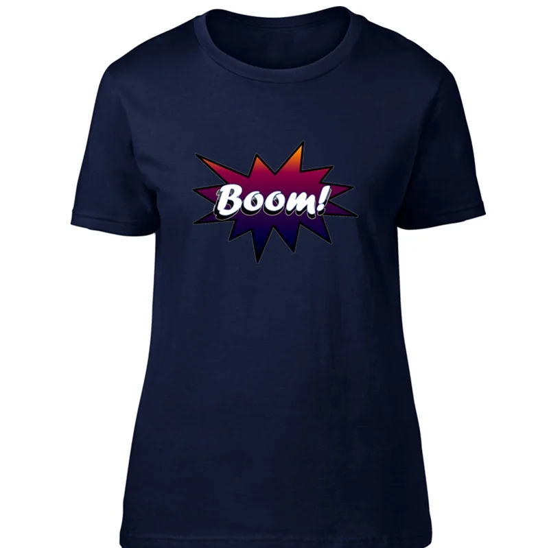 Комикс Crazy Boom на заказ звук футболка человек Юмор короткий рукав сплошной цвет