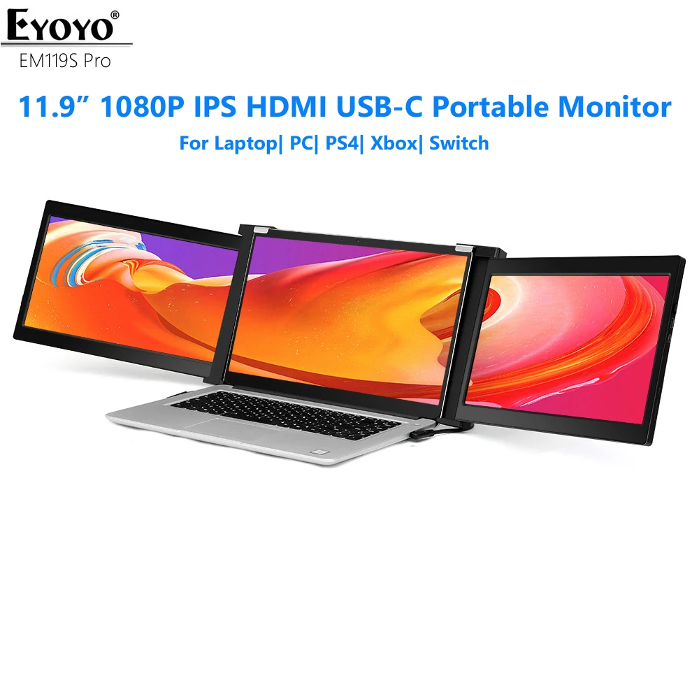 구매 Eyoyo-휴대용 게임 모니터 11.9 P USB C HDMI 컴퓨터 디스플레이, 1080 인치 FHD IPS 노트북 두 번째 화면 모바일 PS4 Xbox 스위치