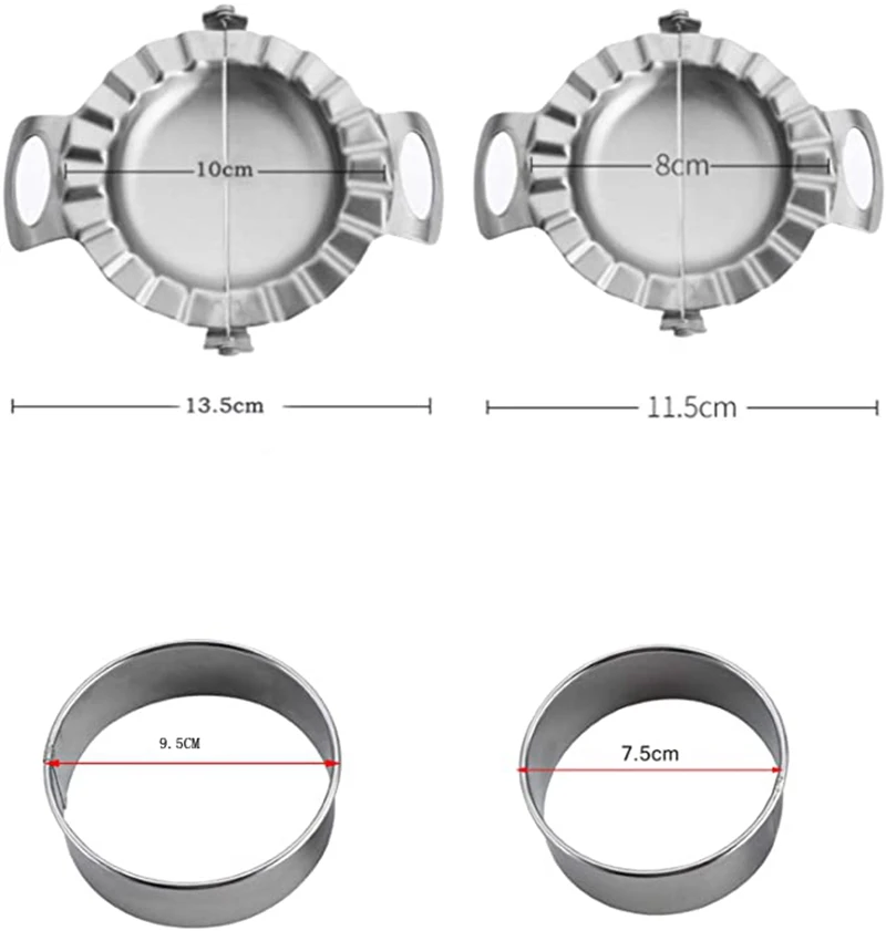 

Dumpling Maker, Portable Wonton Pie Noodle Maker Food Grade Stainless Steel Dumpling Mold Set-Four-Piece Silver-Kitchen Tools