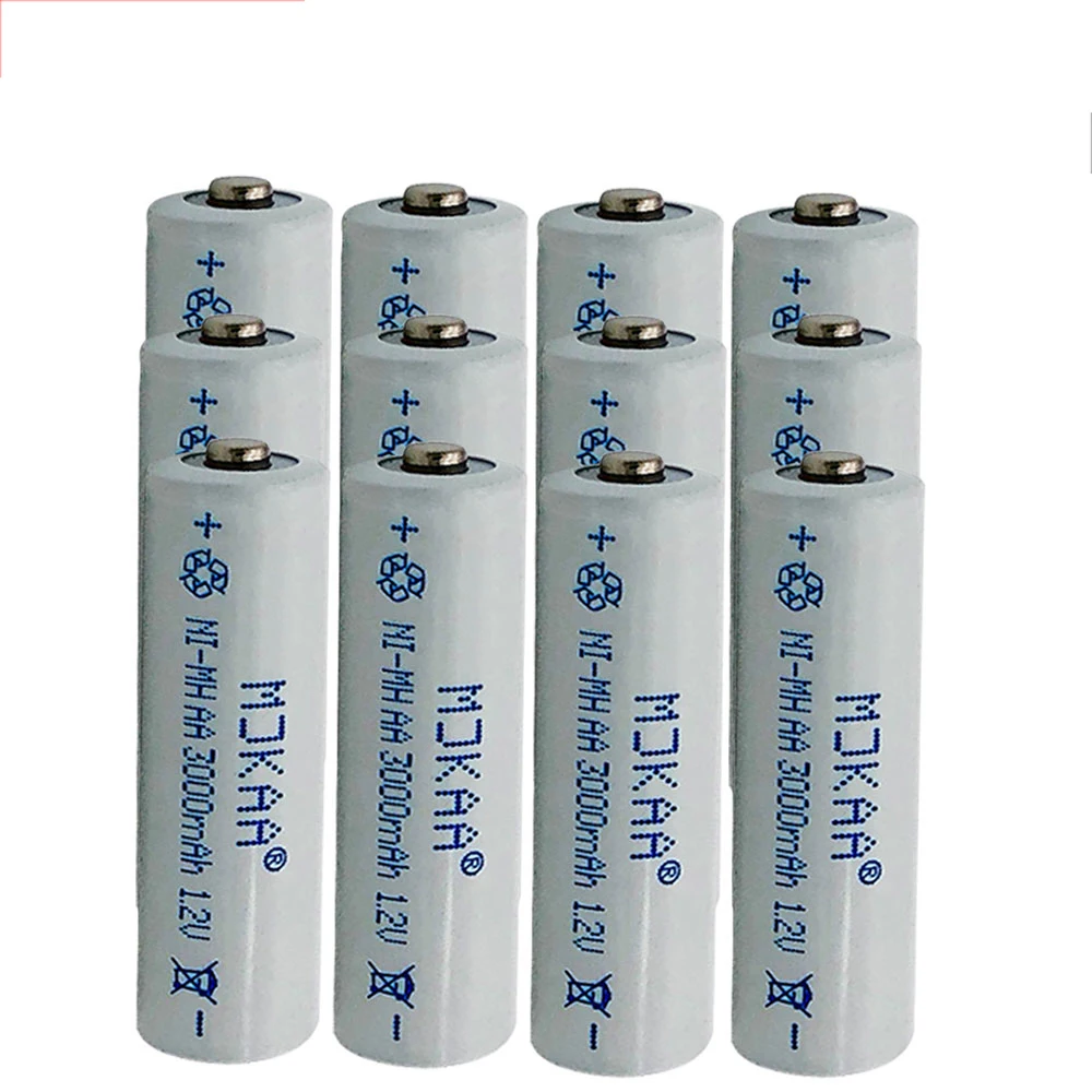 12PCS Battery MJKAA 10-20 шт AA 1,2 V Ni-MH 3000mAh аккумуляторная батарея 2A нейтральные аккумуляторные батареи для игрушечные часы - Цвет: 12PCS Battery
