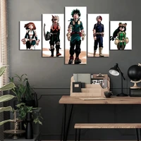5 pieces my hero academia anime canvas painting wall art boku no hero academia poster hd printed pictures living room home decor