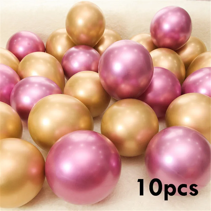 mix red gold 10 шт 12 дюймов Глянцевый Металл Pearl латекс воздушные шары толстые хром металлический Цвета надувные воздушные шары Globos День рождения Декор - Цвет: mix red gold