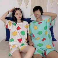 Pijama Sin Chan Man Pajama Sinchan Cotton Summer Short Sets Japanese Pajamas for Couples Man and Woman Sleepwear 2021