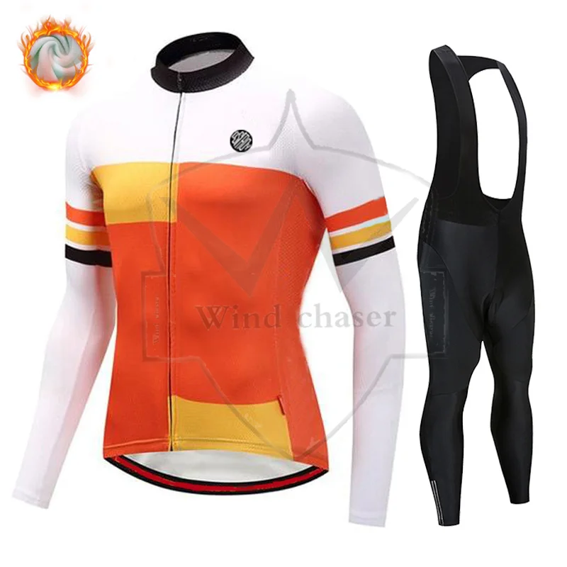 

New OSTROY Winter Thermal Fleece Set Cycling Clothes Men's Jersey Suit Sport Riding Bike MTB Clothing Bib Pants Warm Sets Ropa