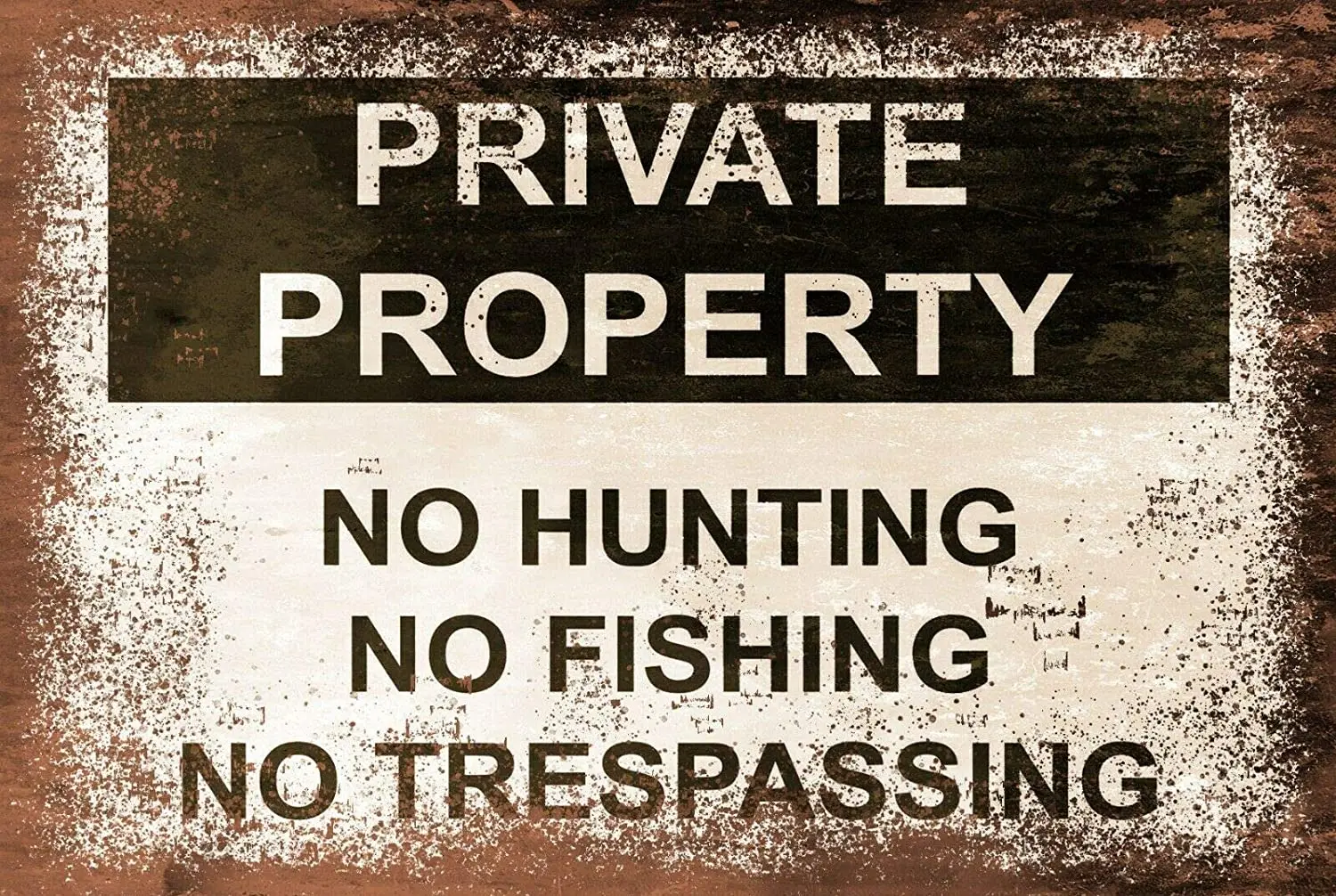 Private Property No Hunting Fishing Trespass Decor Signs 12x8 Inch Metal Tin Sign