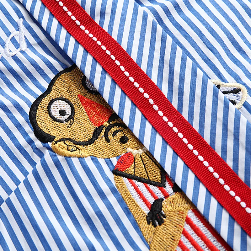 

Women Summer New Sailor Collar Striped T-Shirt Fashion Cartoon Embroidery Top Female Casual Loose Short Sleeve Shirt Tee LY676