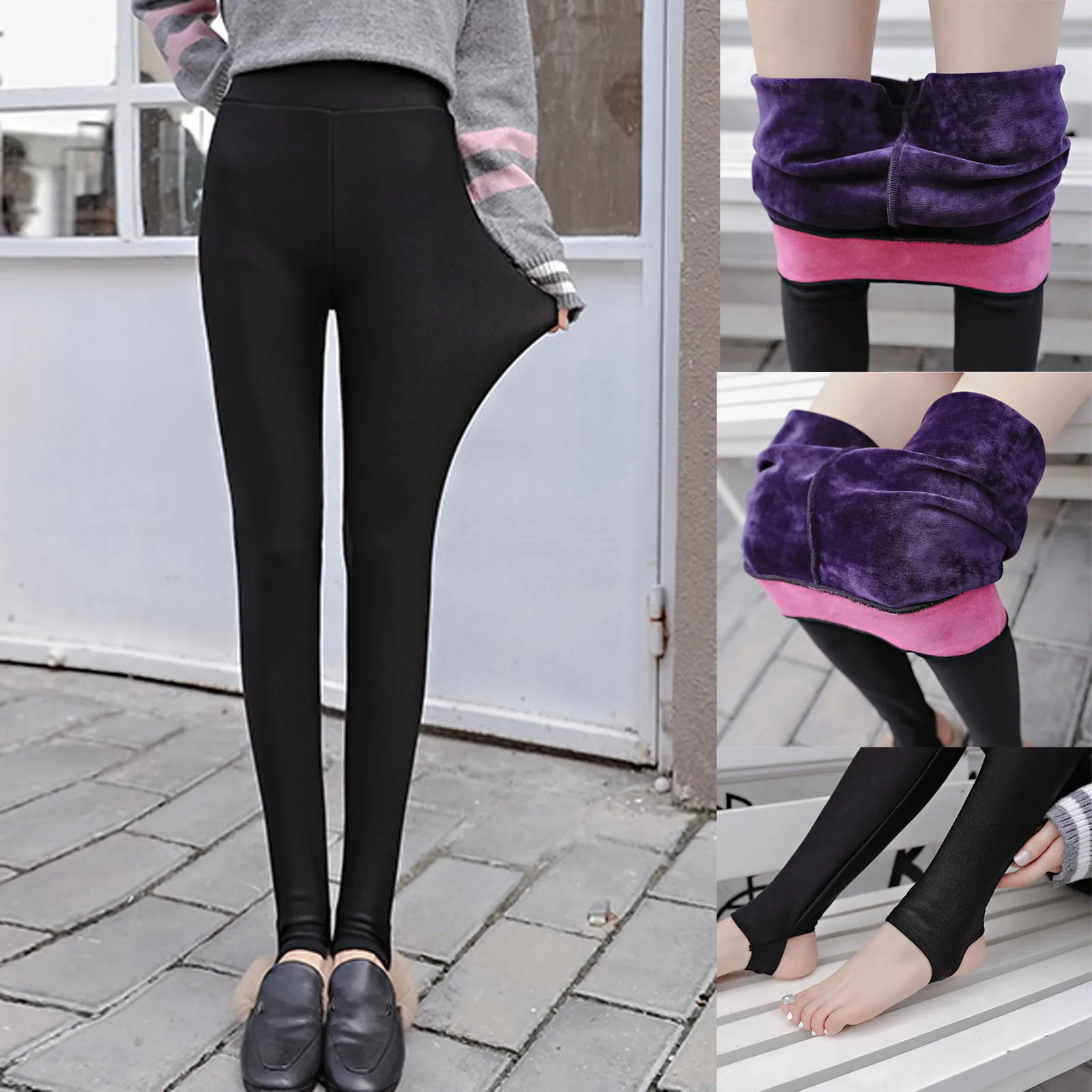 

Women Cotton Leggings 2020 Fashion Casual Autumn Winter Thick Velvet Warm Pants High Waist Plus Size Soft Women Leggings warm f5