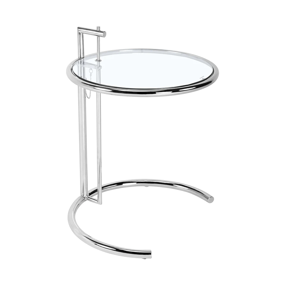 

Height Adjustable Eileen Gray Side Table Tempered Glass Top End side table,modern nice classic design loft metal cafe side table