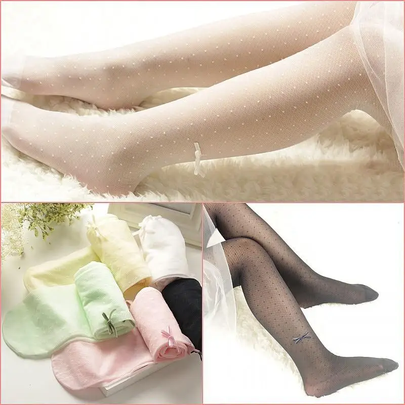 Medias finas de verano para ni&ntilde;as, medias transparentes con lazo de baile y Ballet, Color caramelo-0