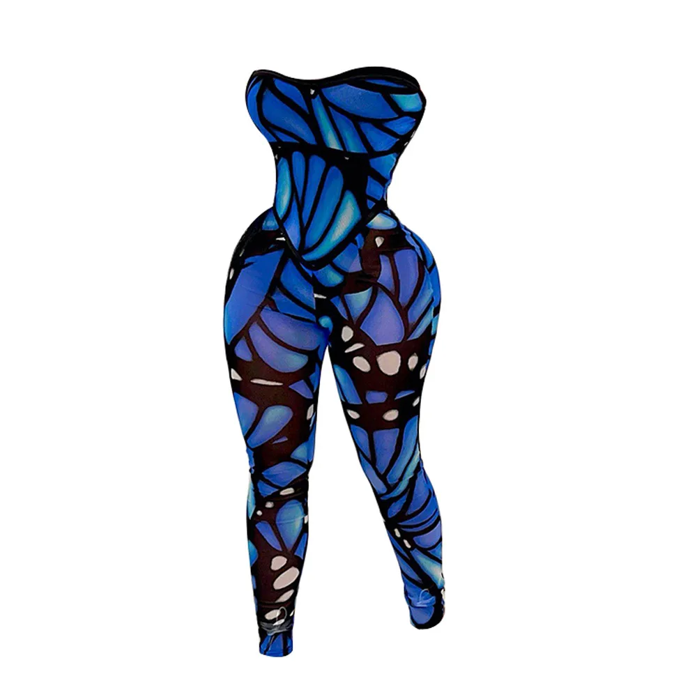 

Trendy Chic Tie Dye Summer Women Jumpsuits Romper Bodycon Playsuit High Waist Skinny Classic One Piece Pencil Pants