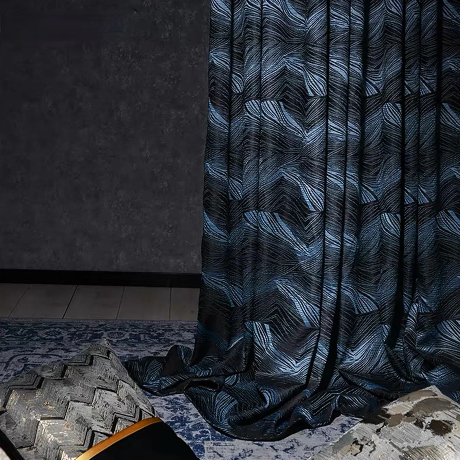 

2021 High-end Curtains Shading Curtain Cloth Wholesale Italian Art Design Finished Modern Nordic Living Room Bedroom Curtains