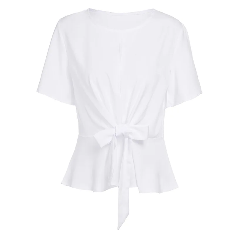 Шифоновая блуза с рукавами в виде бабочки оборками сезон весна-лето Модные