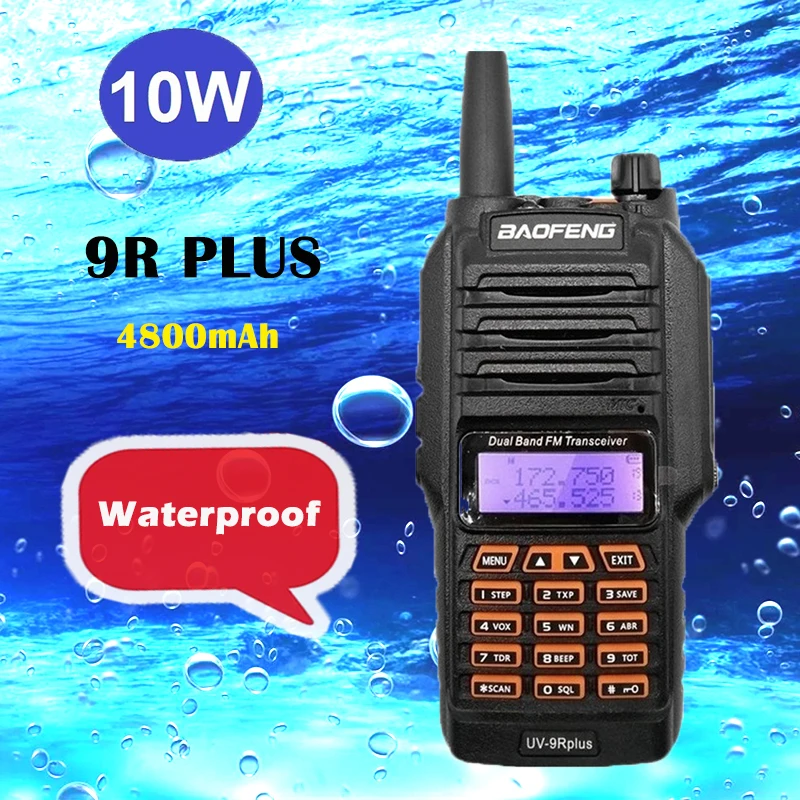 10W Baofeng UV 9R PLUS Waterproof Walkie-Talkie CB Ham VHF UHF Two-Way Radio Station Ham Wireless Scanner Portable For Hunting