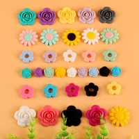 10pcs flower silicone beads baby teething toy food grade silicone teether chewing bead necklace accessories