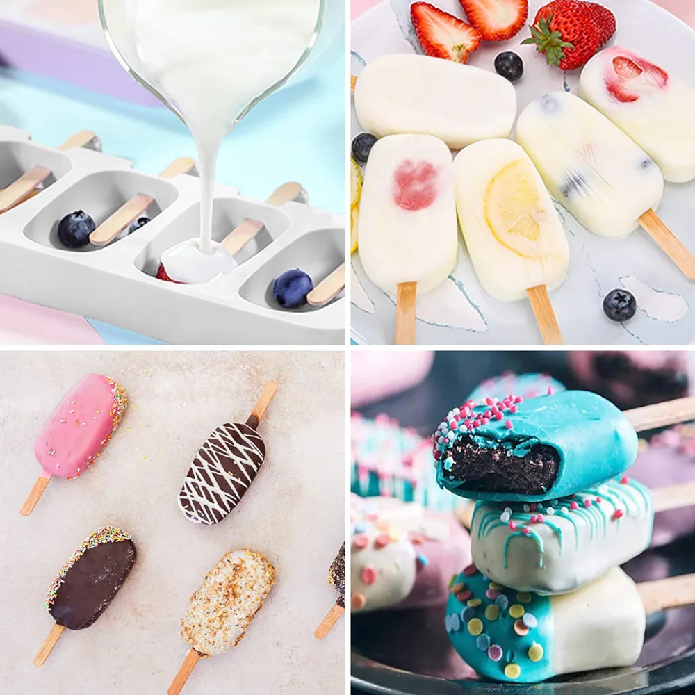 

4Cell Magnum Silicone Mold Silicone Ice Cream Mold Popsicle Molds DIY Ice Cream Mould Ice Pop Maker Mould with Sticks Hot Sale