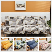 Spandex Plaid Folding Sofa Cover without Armrest Geometric All-inclusive Stretch Sofa Bed Cover Slipcover Sofa Towel S M L Size