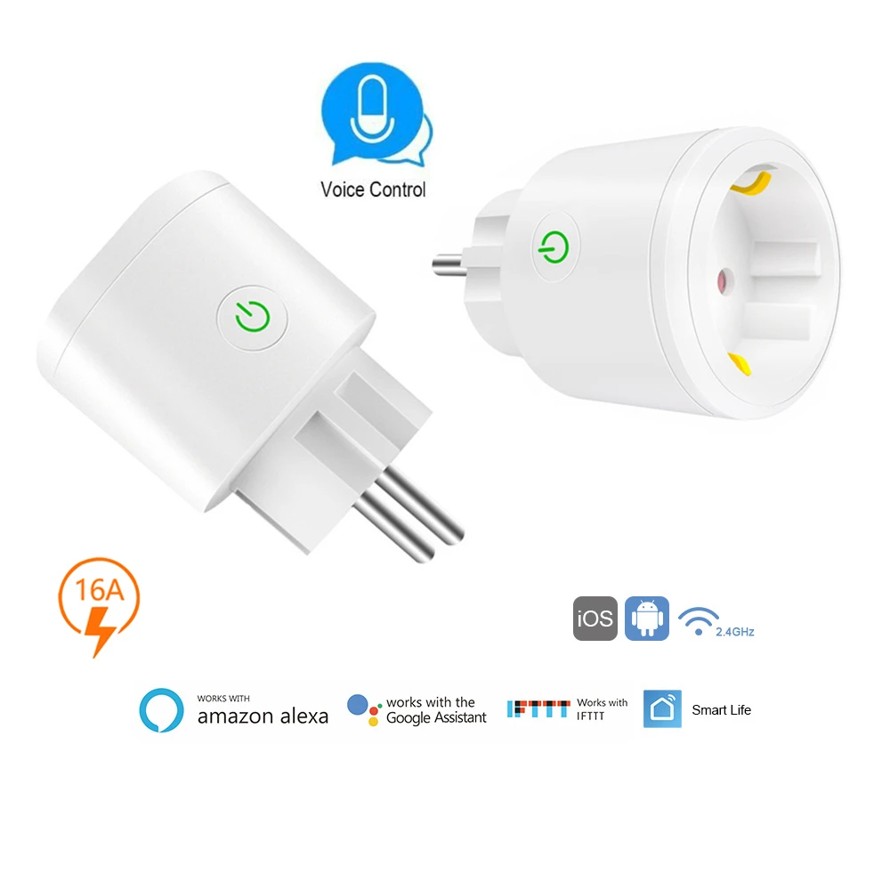 Мини стандарт 16A ЕС вилка умный Wifi переключатель с питанием умная розетка