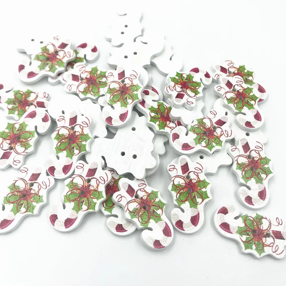 DIY 100 шт рождественские костыли сахарные деревянные пуговицы шитье украшение