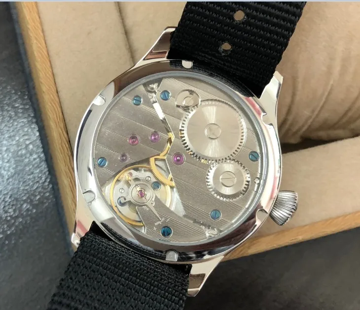 Мужские механические зеленые светящиеся часы пилот GEERVO с черным циферблатом 44 мм