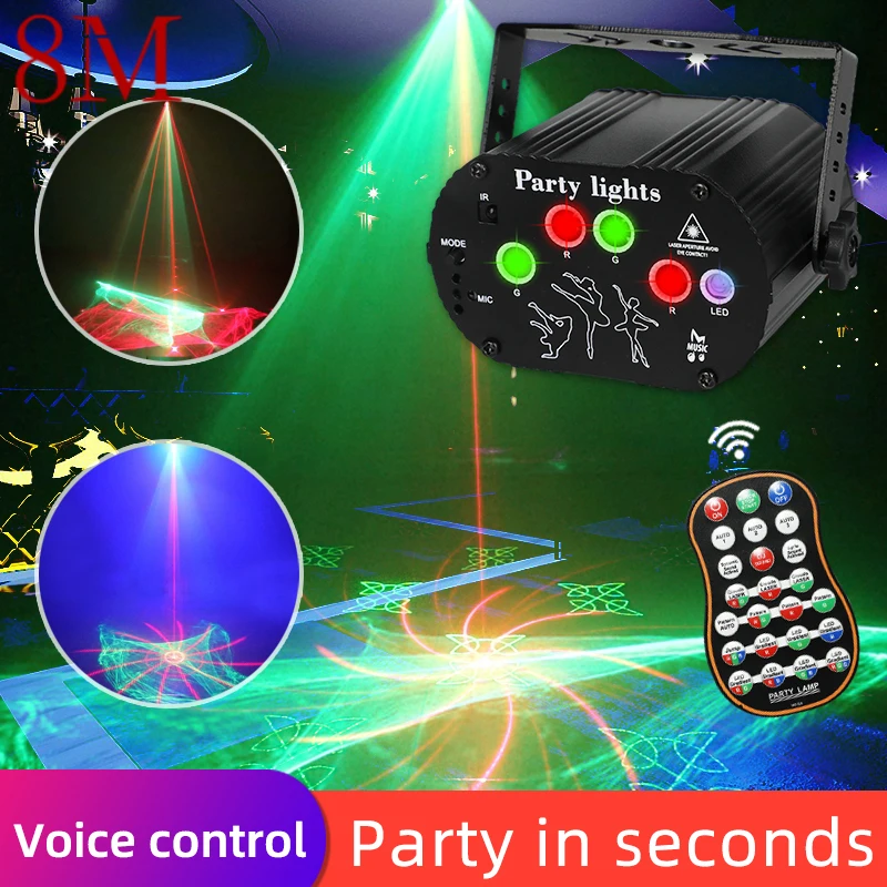

8M Dream Laser Light Scanning LED Flashlight Voice Control Stage Lamp with Remote Control for Home KTV Bar