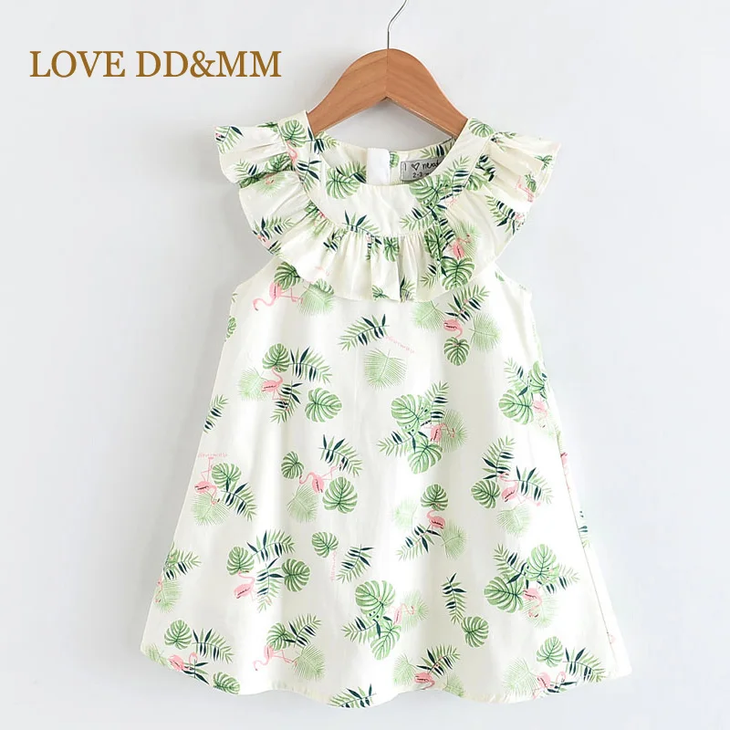 LOVE DD&ampMM Girls Dresses 2021 Summer New Children's Wear Fresh Lovely Full Printed Cartoon Tree Ruffled Sleeveless Dress | Детская