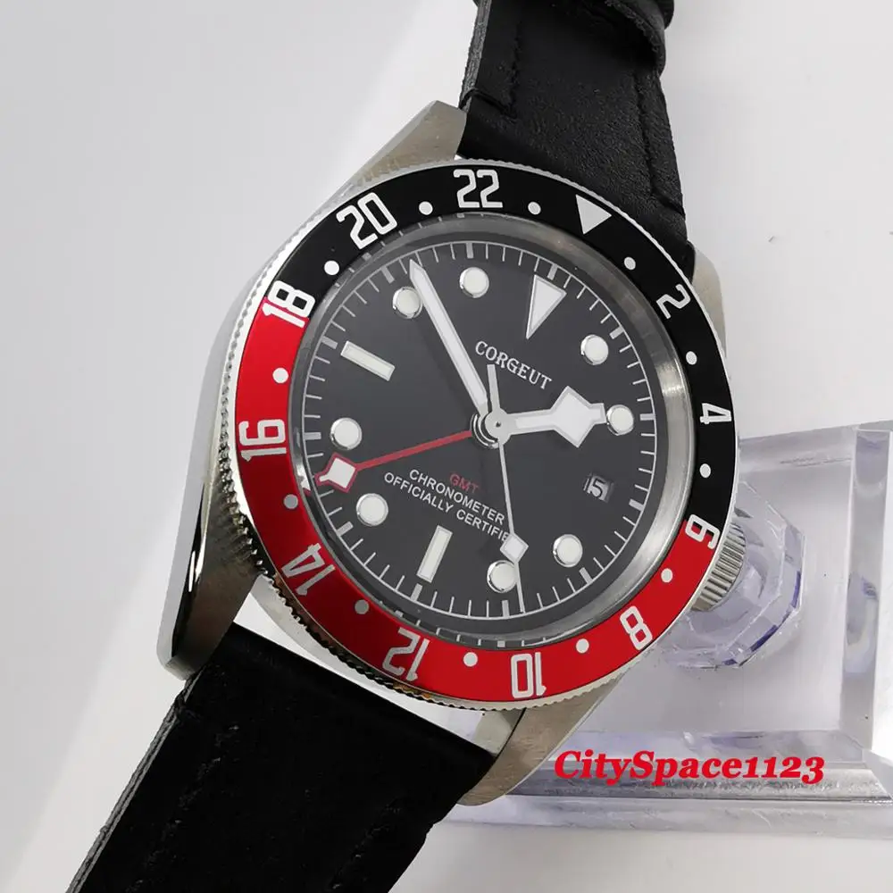 Corgeut 41 мм мужские GMT автоматические механические наручные часы сапфировое стекло