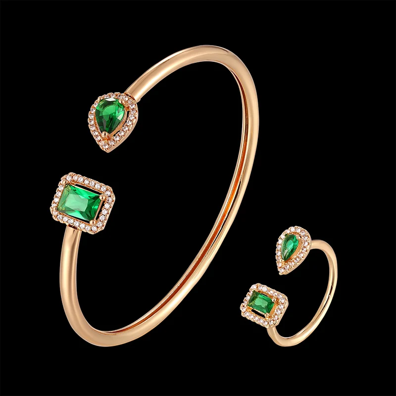 Fateama простой эластичный браслет с открытым концом и кольцо дамские ювелирные